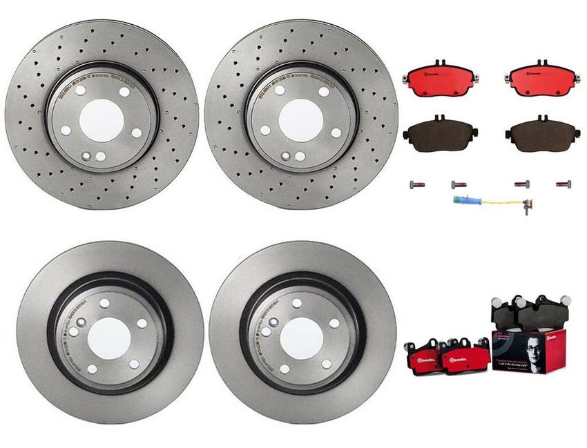 Mercedes Brakes Kit - Pads & Rotors Front and Rear (295mm/295mm) (Ceramic) 246423011207 - Brembo 3807535KIT